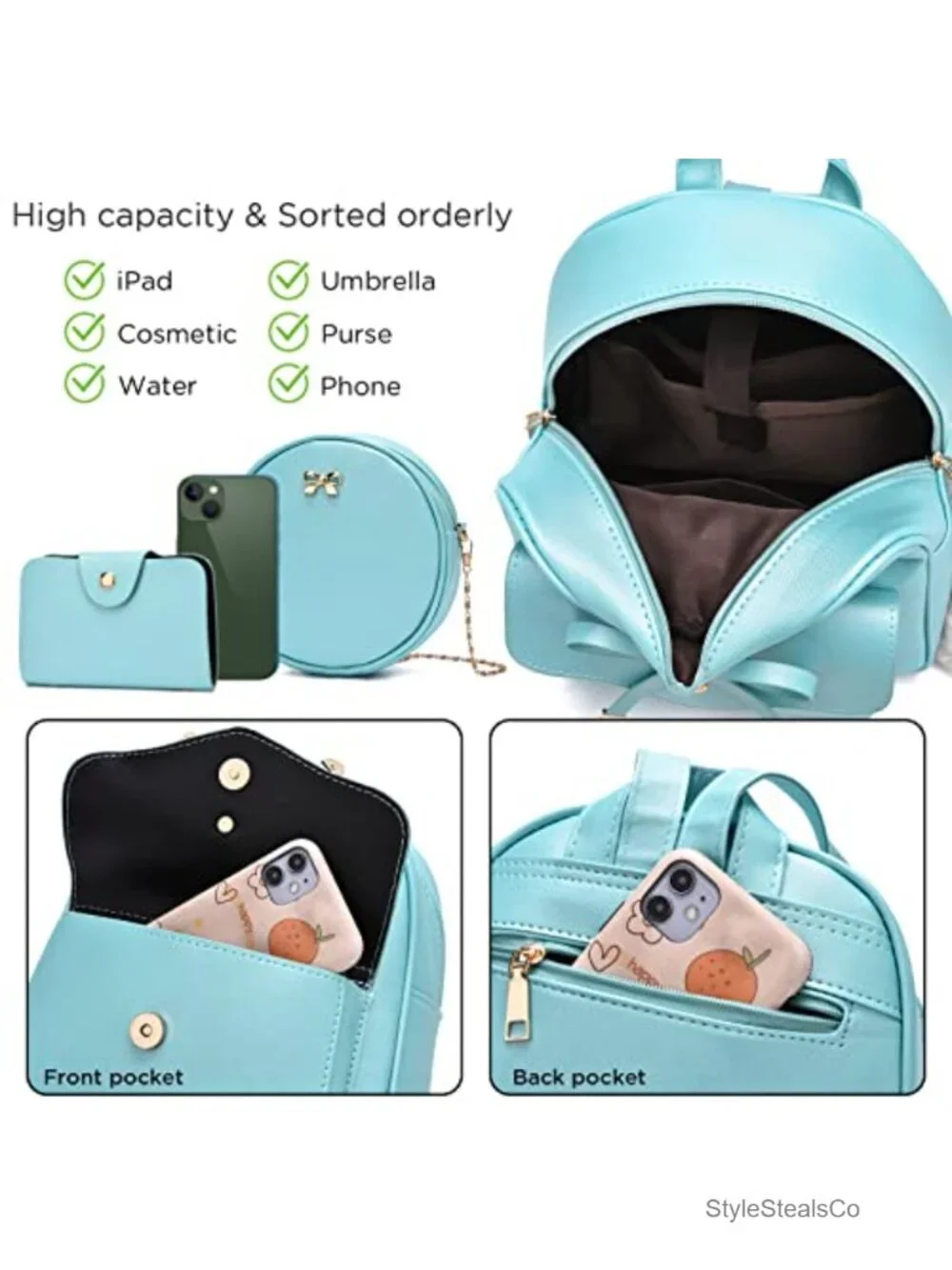 PU Leather Backpack Purse for Women Adjustable Shoulder Bag Rucksack